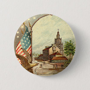 Vintage Independence Hall 2 Inch Round Button