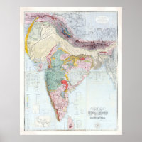 Vintage India Geology Map (1855)