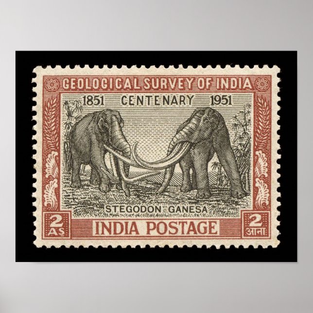 Vintage India Postage Stamp Travel Poster (Front)