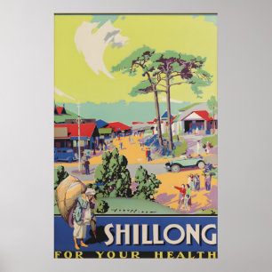 Vintage India Shillong Travel Poster Meghalaya