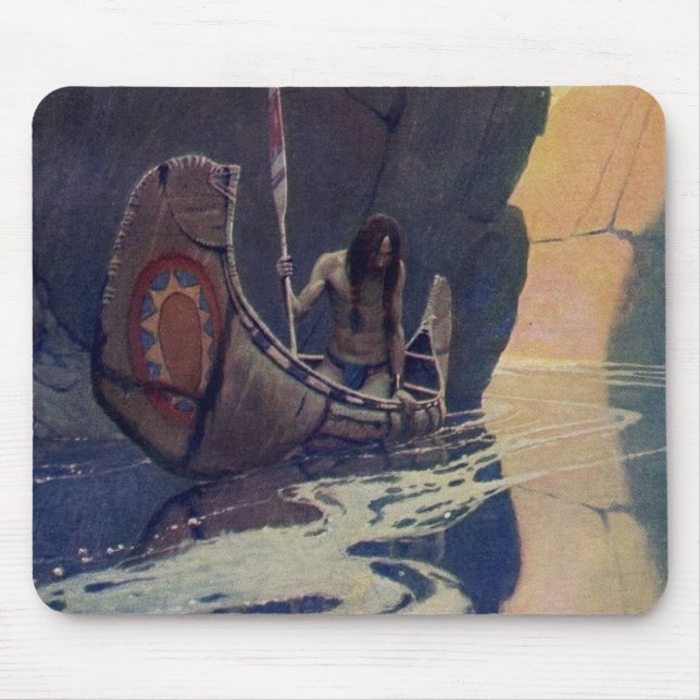 Vintage Indian Canoe Paddling Sun Classic Mouse Pad (Front)