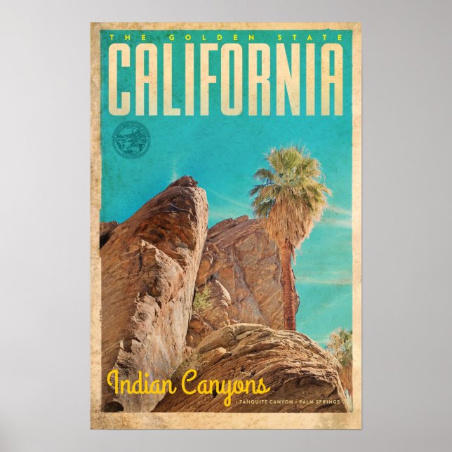 Vintage Indian Canyons Travel Poster (Front)