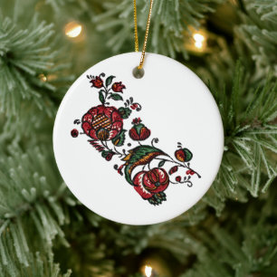 Vintage Indian Cotton Chintz Fabric Ceramic Ornament