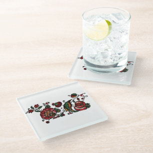 Vintage Indian Cotton Chintz Fabric Glass Coaster