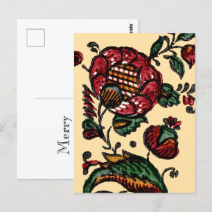 Vintage Indian Cotton Chintz Fabric Postcard