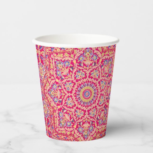 Vintage Indian Embroidery Pattern Paper Cups (Front)