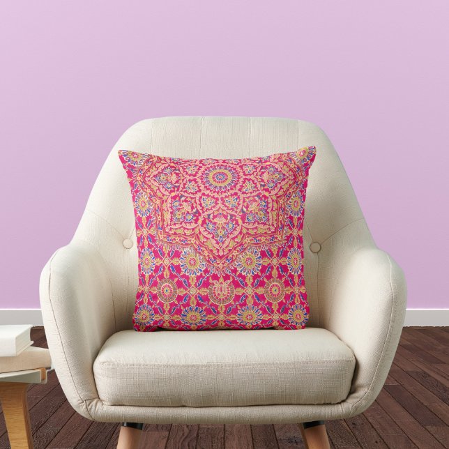 Vintage Indian Embroidery Pattern Throw Pillow (Creator Uploaded)