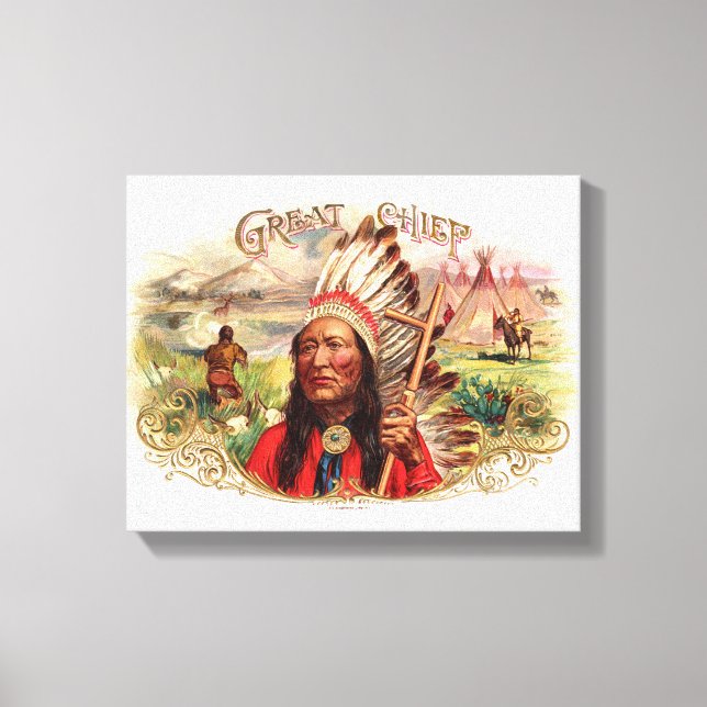 Vintage Indian Great Chief Cigar Box Canvas Print (Front)