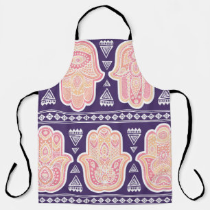 Vintage Indian hand drawn hamsa symbol seamless pa Apron