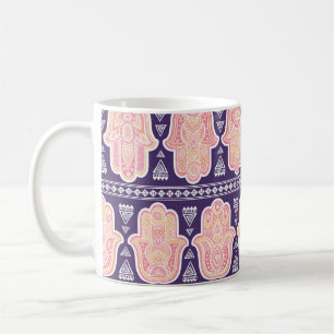 Vintage Indian hand drawn hamsa symbol seamless pa Coffee Mug