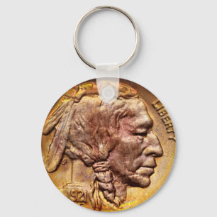 Vintage Indian Head Nickel Coin Collector Keychain