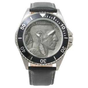 Vintage Indian Head Nickel Coin Native American Watch
