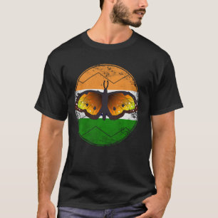 Vintage Indian Pride Butterfly Patriotic India Fla T-Shirt