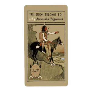 Vintage Indian Scout on Horseback Custom Bookplate
