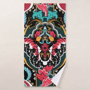 Vintage indian seamless pattern. Floral wallpaper Bath Towel
