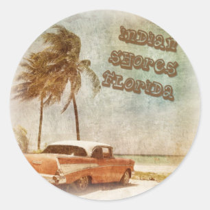 Vintage Indian Shores Beach Scene Classic Round Sticker