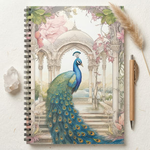 Vintage Indian Style Floral Garden Peacock Notebook