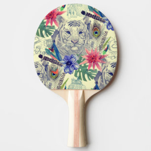 Vintage Indian Style Tiger Pattern Ping Pong Paddle