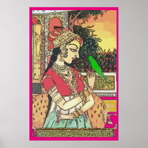 Vintage Indian Woman, Mughal Art Poster