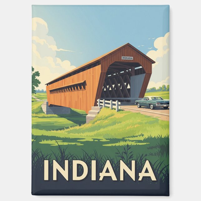 Vintage Indiana Covered Bridge Magnet (Front)