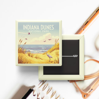 Vintage Indiana Dunes National Park 2 Inch Square Button