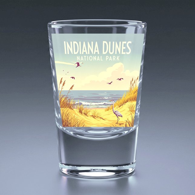 Vintage Indiana Dunes National Park  Shot Glass (Creator Uploaded)