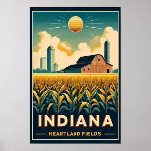 Vintage Indiana Farm Landscape Poster