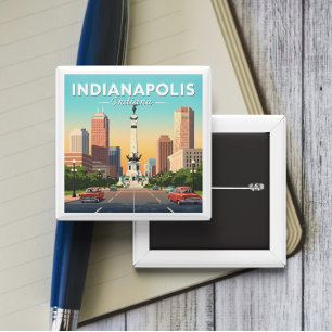 Vintage Indianapolis Indiana 2 Inch Square Button