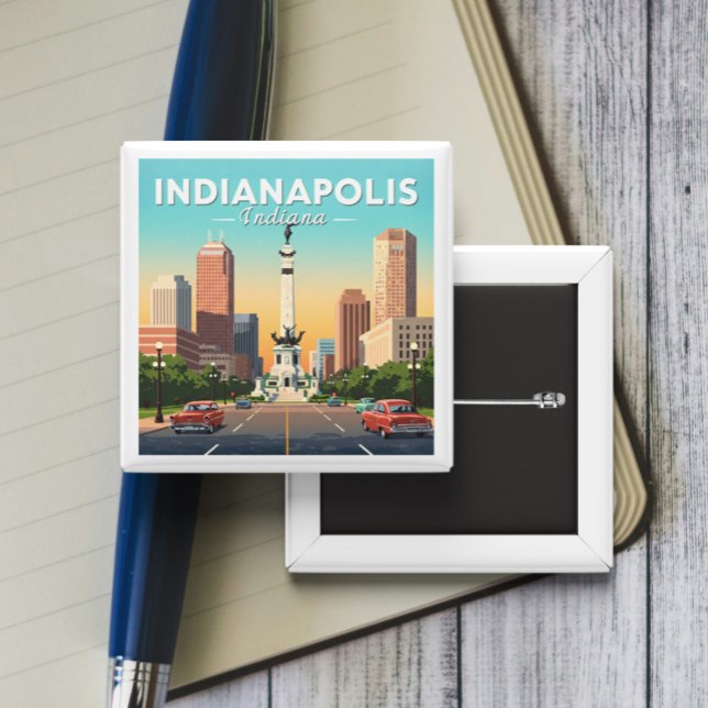 Vintage Indianapolis Indiana 2 Inch Square Button (Creator Uploaded)