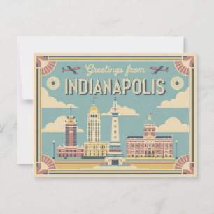 Vintage Indianapolis Postcard   Greetings from