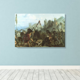 Vintage Indians, Bison Dance by Karl Bodmer Canvas Print