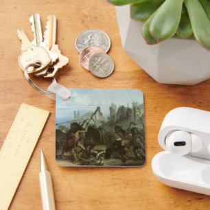 Vintage Indians, Bison Dance by Karl Bodmer Keychain