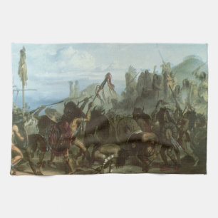 Vintage Indians, Bison Dance by Karl Bodmer Kitchen Towel