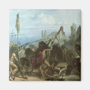 Vintage Indians, Bison Dance by Karl Bodmer Magnet