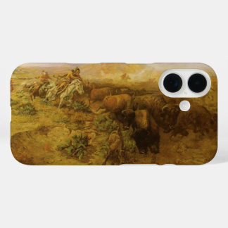 Vintage Indians, Buffalo Hunt by CM Russell iPhone 16 Case