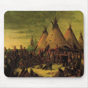 Vintage Indians, Sioux War Council by Catlin Mouse Pad