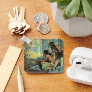 Vintage Indians, Taos Turkey Hunters by Couse Keychain