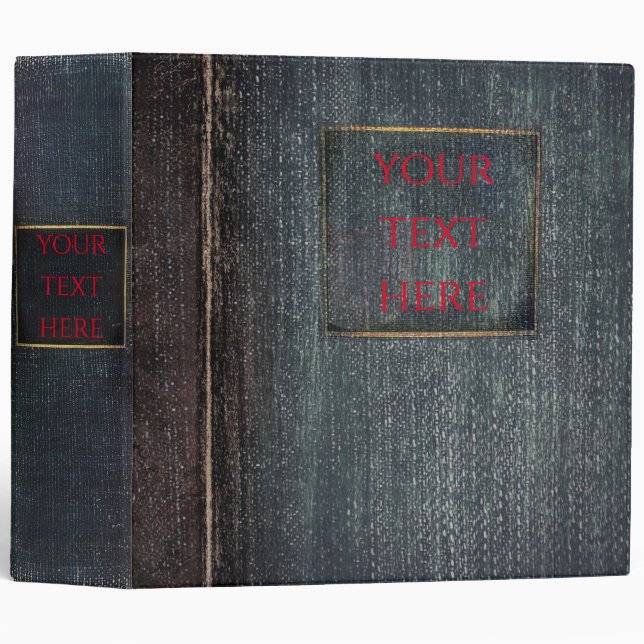 Vintage Indigo Personalized Old Book Ancient Tome Binder (Front/Spine)