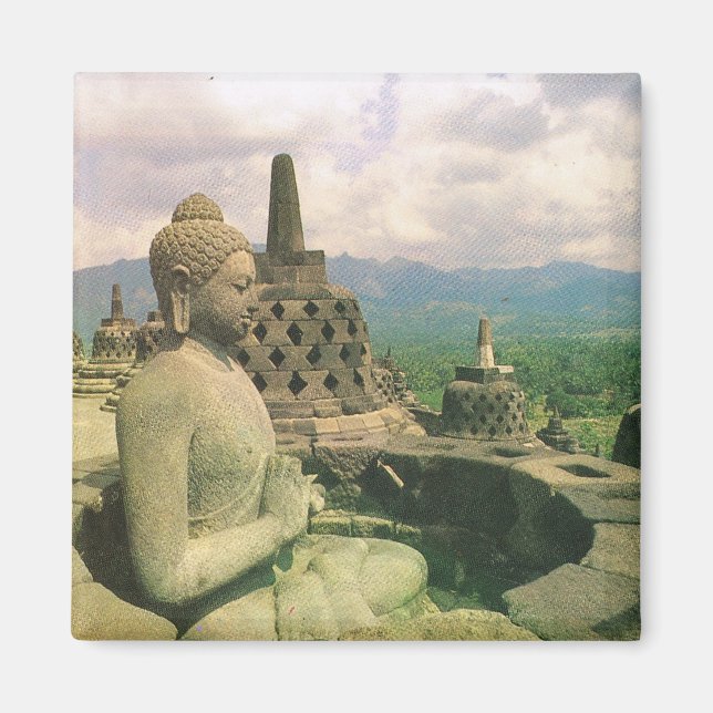 Vintage Indonesia, Borobodur Buddhist temple Magnet (Front)
