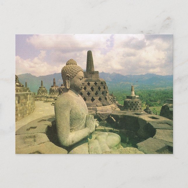 Vintage Indonesia, Borobodur temple Postcard (Front)