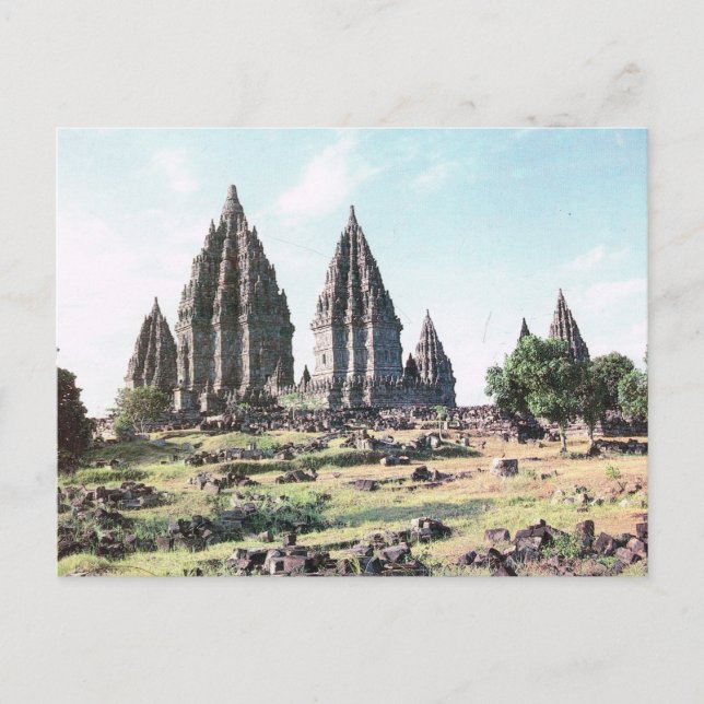 Vintage Indonesia, Prambanan, 9th century temple Postcard (Front)