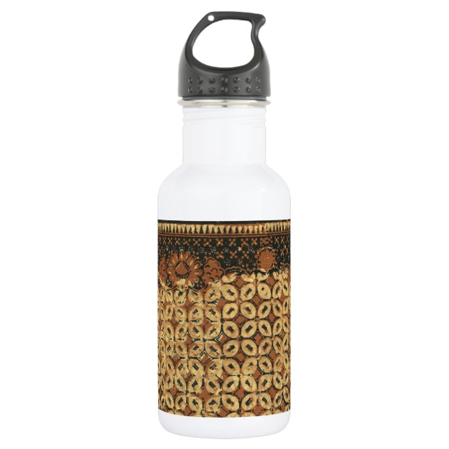 Vintage Indonesian Batik Kawung Pattern Rustic 532 Ml Water Bottle (Front)