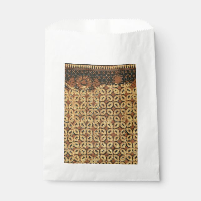 Vintage Indonesian Batik Kawung Pattern Rustic Favour Bag (Front)