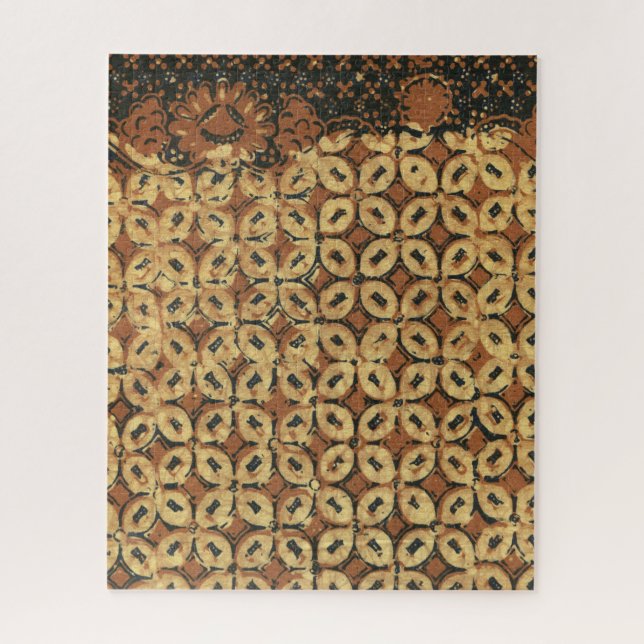 Vintage Indonesian Batik Kawung Pattern Rustic Jigsaw Puzzle (Vertical)