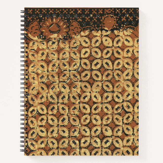Vintage Indonesian Batik Kawung Pattern Rustic Notebook (Front)