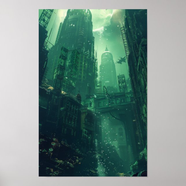 Vintage Industrial Cityscape Poster (Front)