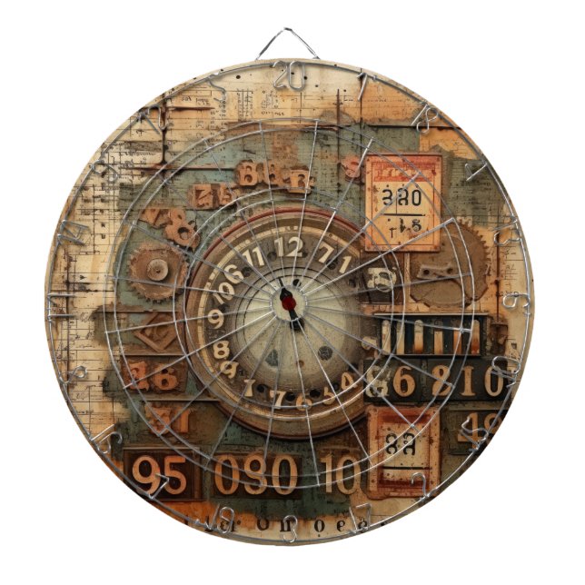 Vintage Industrial Grunge Dartboard (Front)