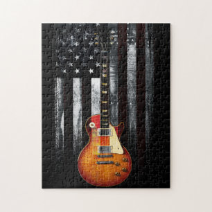 Vintage Industrial Retro Rock American Flag Jigsaw Puzzle