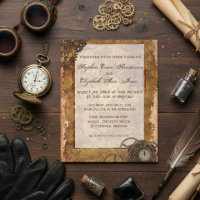 Vintage Industrial Steampunk Wedding Invitation