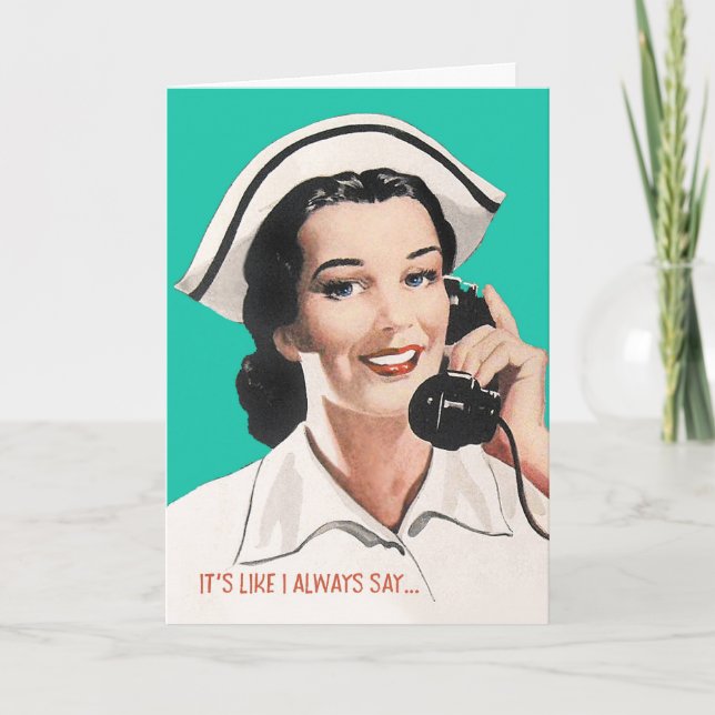 Vintage infirmière drôle carte d'anniversaire (Devant)